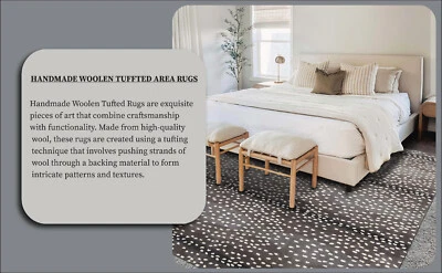 Cheetha Brown Handcrafted Animal Print Woolen Area Rugs Without Tariff & duty - Image 1 of 4