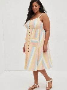 Vestido Torrid Midi de Lino Botón Frontal Talla 2X/18-20 - Imagen 1 de 9