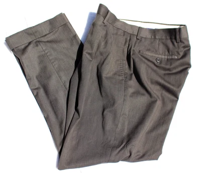 Pantalones de vestir Alan River 34 x 30 gris mezcla de polietileno plisados y puños Foto 1 de 4