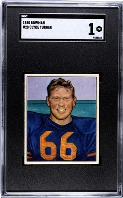 1950 BOWMAN #28 CLYDE “BULLDOG” TURNER HOF – SGC 1 – CERT 9556067 - Image 1 of 2
