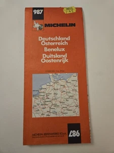 Vintage 1986 Michelin Map 987 Germany Austria Benelux Allemagne Autriche FoldOut - Picture 1 of 3
