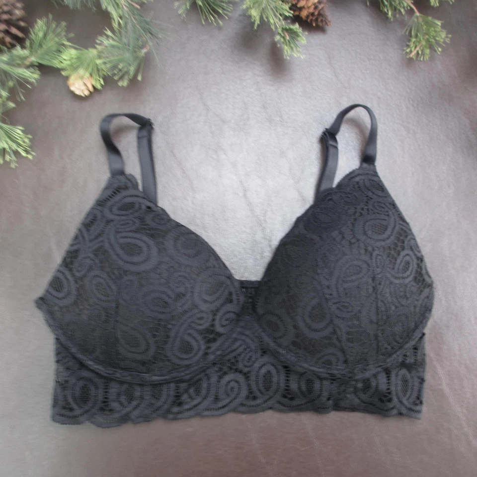 Victoria's Secret розовый бюстгальтер женщин большой черный розовый кружевной бюстгальтер беспроводной - Изображение 1 из 4