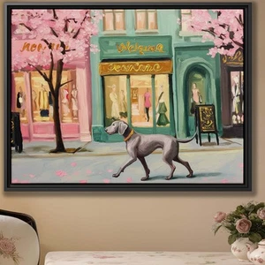 Whippet Canvas Art Modern Dog Painting Spring Street Shopper Fawn Dog Wall Decor - Picture 1 of 9