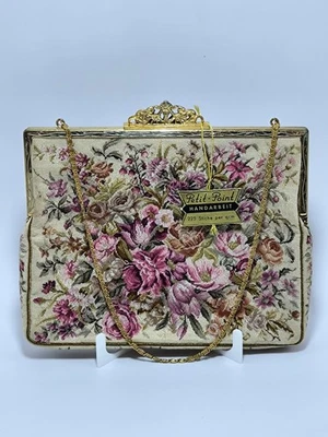 Vintage Petit Point Abendtasche / Schminktasche - Bild 1 von 4