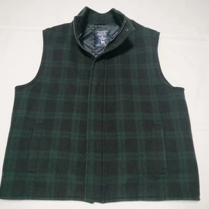 Roundtree & Yorke XL Luxurious lambswool Zip-Up Outdoor Vest Black & Green Plaid - Picture 1 of 10
