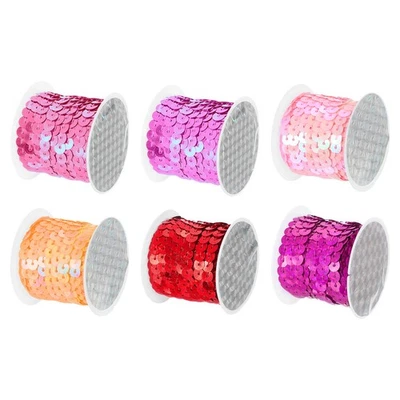 Tira de lentejuelas planas de 6 colores 30 yardas, rollo de carrete de cuerda de lentejuelas de lentejuelas de lentejuelas de lentejuelas de 6 mm Foto 1 de 4