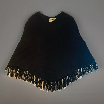 Poncho Suri Bolivia 100% Alpaca Flecos Capa Envoltura Negro Boho Festival Acogedor Foto 1 de 4