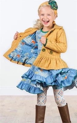 MATILDA JANE Talla 4 Going Easy Chaqueta Niña Abrigo Chaqueta Peplum Amarillo Dorado Rosa Foto 1 de 4