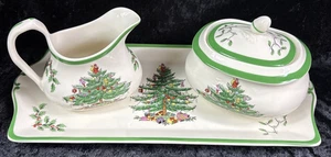 Spode "Christmas Tree" Set~~Tray /Creamer / Sugar - Picture 1 of 11