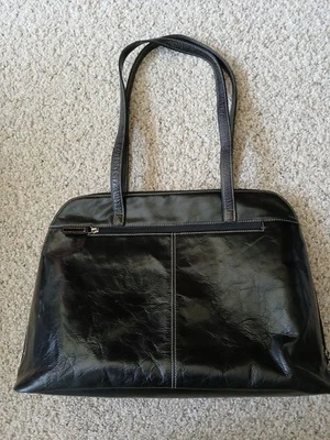 Bolso/maletín grande Buxton Euro de viaje/computadora, cuero negro, bolso de hombro Foto 1 de 4