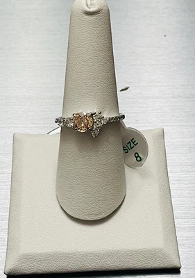 Bomb Party Ring Size 8 “Clustered Gems” Smokey Topaz Cz On Rhodium, New - Image 1 of 4