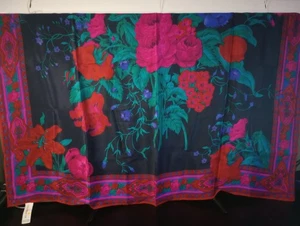 Vintage 1991 Liz Claiborne Silk Scarf Made in Japan Floral Jewel Tone 30" X 32" - Picture 1 of 4