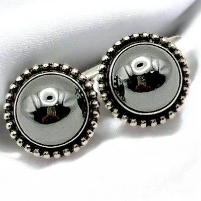 Auténticos gemelos de hematita negra Georg Jensen #25 plata de ley 925 Dinamarca Foto 1 de 4