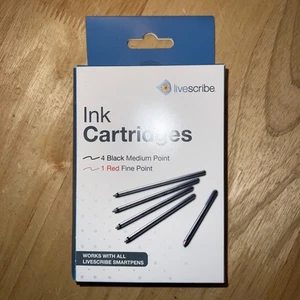 NEW Original Livescribe 4-Black / 1-Red Ink Cartridges for ECHO Smartpens - Zdjęcie 1 z 4
