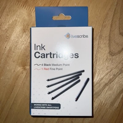 NEW Original Livescribe 4-Black / 1-Red Ink Cartridges for ECHO Smartpens - Image 1 of 4