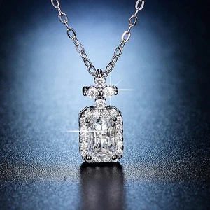 Silver Plated Zircon Studded Geometrical Anti Tarnish Solitaire Pendant - Picture 1 of 4