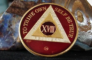 Alcolisti Rossi Anonimi 18 Anni AA Medaglione Gettone Chip Coin Sobrietà Sobria - Foto 1 di 2