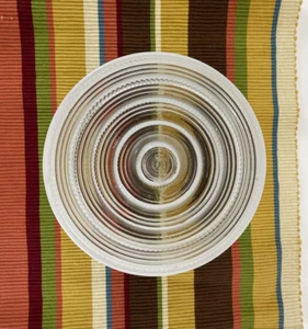 Vintage ART DECO Ceiling Light Shade Round White Clear Flush Mount 7-3/4” Fitter - Picture 1 of 11