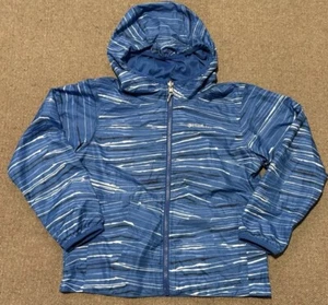 Columbia Boys Youth Reversible Hooded Jacket Full Zip Blue Lightweight Size XS - Picture 1 of 17