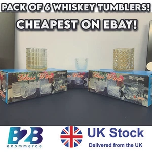 PACK OF 6 WHISKEY GLASS SCOTCH GIN WINE LIQUOR TUMBLERS DRINKING GLASSWARE -GIFT - Picture 1 of 9