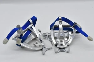 Vintage Campagnolo Racing Road Pedals w/ Toe Clips Straps 9/16 x 20 Binda - Picture 1 of 11