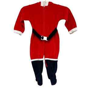 Costume de Père Noël vintage Emek pour enfants 24 m velours rouge une pièce