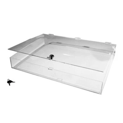 24x18x3 Flat Acrylic Display Case Lock With Keys Acrylic Locking Security Case - Image 1 of 2