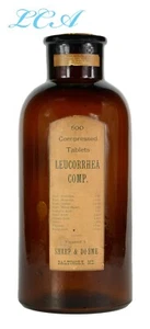 GIGANTES COMPRIMIDOS DE OPIO antiguos botella COMPUESTO DE LEUCORREA para ETS VD Sharp Dohme - Imagen 1 de 5