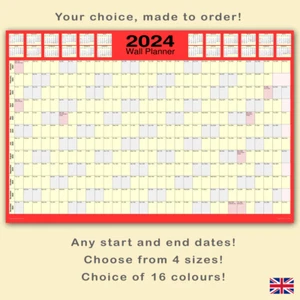 Calendario de planificador de pared personalizado CUALQUIER fecha de inicio y finalización. 13 colores 4 tamaños [Tipo C] - Imagen 1 de 17