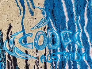 NOS NWT Unreleased Turquoise Blue & White Hamish AUTHENTIC COOGI Hooded Sweater - Picture 1 of 20