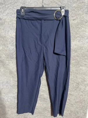 Nanette Lepore Dress Pants Womens 12 Buckle Straight Leg High Rise Workwear Blue - Image 1 of 4