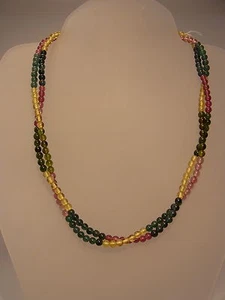 Turmalin Edelsteinkette 2 Reihig AAA Qualität mit Indigolith und Dravit Collier - Bild 1 von 1