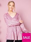 The Style Stacey Solomon Polka Dot Print V Neck Tiered Smock Top Sz 16 Pink A1