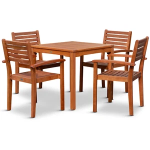 DTY Outdoor Living Leadville Eucalyptus Square Dining Set With 4 Stacking Chairs - Picture 1 of 12
