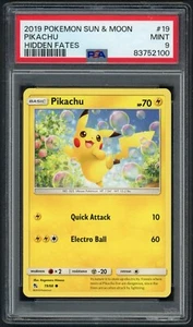 2019 Pokemon Sun & Moon Pikachu #19 PSA 9 MINT Hidden Fates - Picture 1 of 2