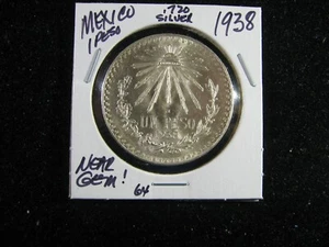 MÉXICO 1938 .720 PLATA 1 PESO ¡CASI UNA JOYA!! - Imagen 1 de 2