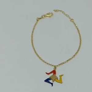BRACCIALE IN ARGENTO 925 TRINACRIA CENTRALE PENDENTE SMALTO COLORATO (DMB0012) - Foto 1 di 4
