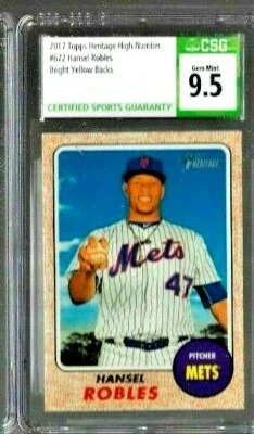 2017 Topps Heritage Hansel Robles Bright Yellow Backs CSG 9.5  - Image 1 of 2