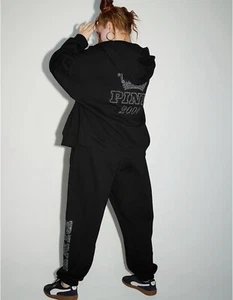 victoria secret black bling Limited Edition sweatshirt And Sweatpants Sz M - Picture 1 of 3