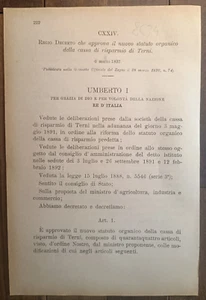 Terni 1892 Decreto Real En Ahorro -8634 - Imagen 1 de 1