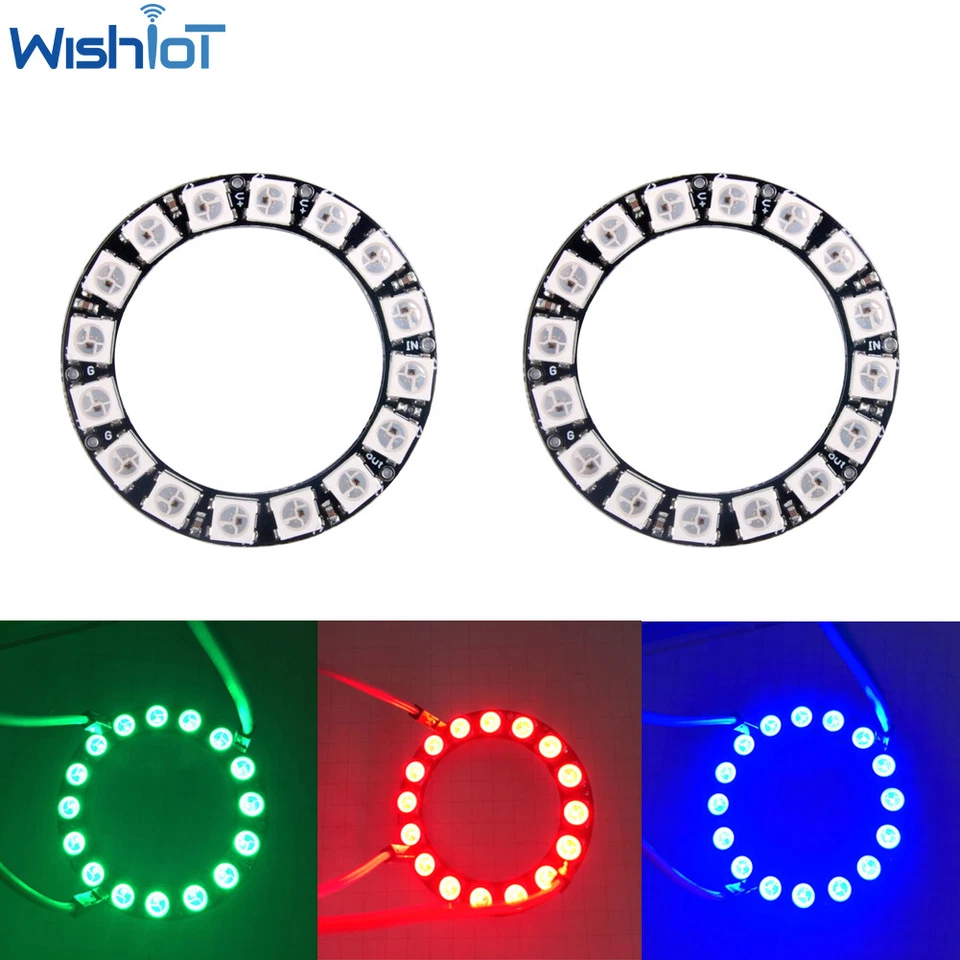 5PCS DC5V WS2812B 5050 RGB WS2812 Ring Individually Addressable 16 Led Pixel - Image 1 of 4