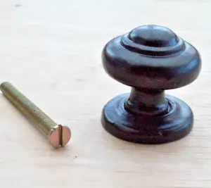 30mm BLACK ANTIQUE CAST IRON KITCHEN CUPBOARD CABINET DOOR KNOBS PULL HANDLES - Picture 1 of 2
