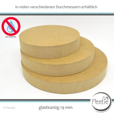 1x Holz-Scheibe MDF 19 mm rund Tischplatte Schaukel-Teller Holzrad - Bild 1 von 4