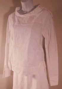 Blusa túnica para mujer J CREW blanca algodón botones de hombro manga larga talla 8 - Imagen 1 de 5
