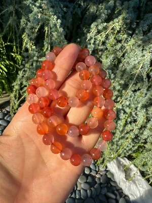 Collar de cuentas de ágata Nanhong (ágata roja Baoshan) 8 mm+ rojo hielo/multicolor Foto 1 de 4