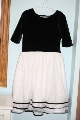 CHASING FIREFLIES Parisian Black Velvet White Organza Formal Dress Size 12 EUC - Image 1 of 4