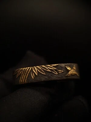 Folhas de bambu japonesas e pássaro fúchi único para Wakzashi período Edo F061 - Imagem 1 de 4