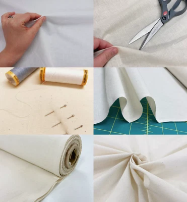 Cotton CALICO FABRIC Natural Flecked Canvas Mixed Weights Widths and Uses  - Image 1 of 4