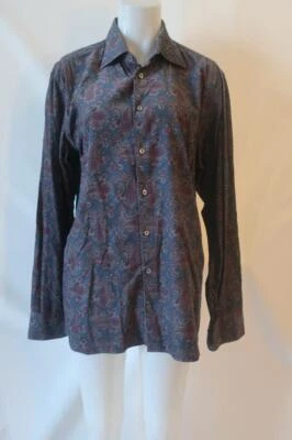 Mens Van Laack Royal Burgundy, Blue Paisley Button Down Dress Shirt 42 16 1/2* - Image 1 of 4