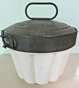 Germany stoneware antique jello mold clamp tight lid top - Picture 1 of 9